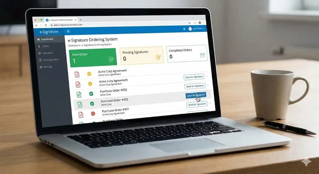 Electronic system for issuing e-signatures
